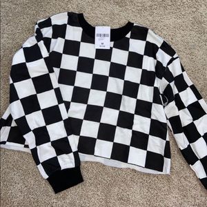 Cropped Checkered Sweatshirt